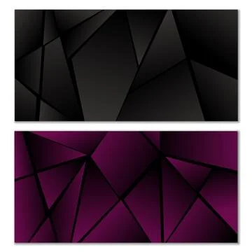 Abstract polygonal pattern. Set of two dark gradient polygonal backgrounds Stock Illustration