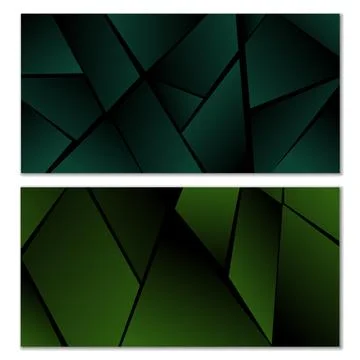 Abstract polygonal pattern. Set of two dark gradient polygonal backgrounds Stock Illustration