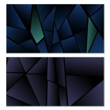 Abstract polygonal pattern. Set of two dark gradient polygonal backgrounds 스톡 일러스트