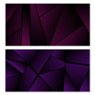 Abstract polygonal pattern. Set of two dark gradient polygonal backgrounds Stock Illustration