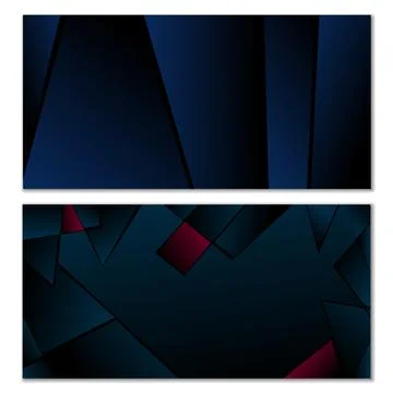 Abstract polygonal pattern. Set of two dark gradient polygonal backgrounds Stock Illustration