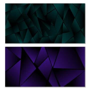 Abstract polygonal pattern. Set of two dark gradient polygonal backgrounds Stock Illustration