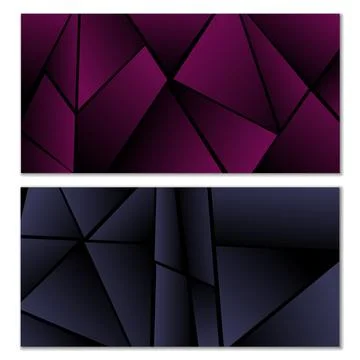 Abstract polygonal pattern. Set of two dark gradient polygonal backgrounds Stock Illustration