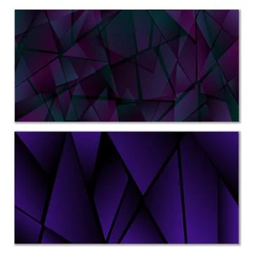 Abstract polygonal pattern. Set of two dark gradient polygonal backgrounds Stock Illustration