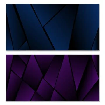Abstract polygonal pattern. Set of two dark gradient polygonal backgrounds Stock Illustration