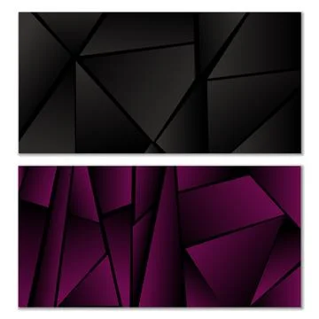 Abstract polygonal pattern. Set of two dark gradient polygonal backgrounds 스톡 일러스트