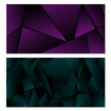 Abstract polygonal pattern. Set of two dark gradient polygonal backgrounds 스톡 일러스트