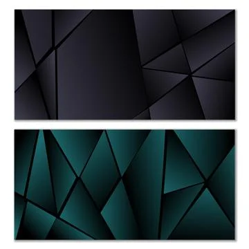 Abstract polygonal pattern. Set of two dark gradient polygonal backgrounds イラスト素材