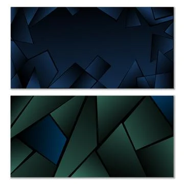 Abstract polygonal pattern. Set of two dark gradient polygonal backgrounds Stock Illustration