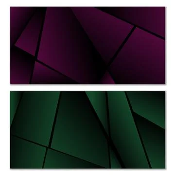 Abstract polygonal pattern. Set of two dark gradient polygonal backgrounds Stock Illustration