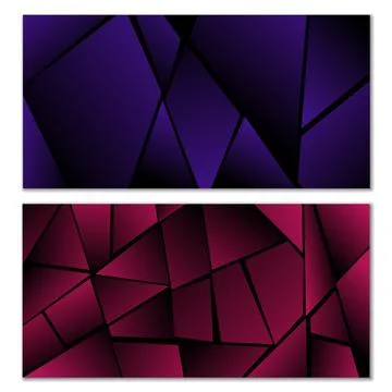 Abstract polygonal pattern. Set of two dark gradient polygonal backgrounds Stock Illustration