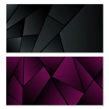 Abstract polygonal pattern. Set of two dark gradient polygonal backgrounds Stock Illustration
