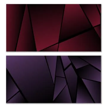 Abstract polygonal pattern. Set of two dark gradient polygonal backgrounds Stock Illustration