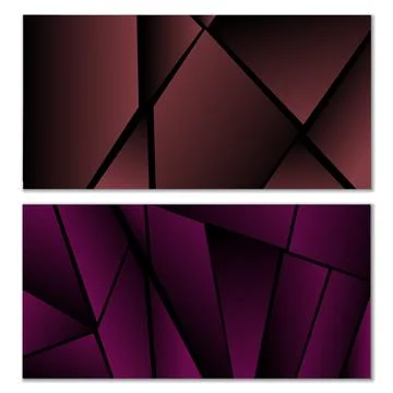 Abstract polygonal pattern. Set of two dark gradient polygonal backgrounds... Stock Illustration