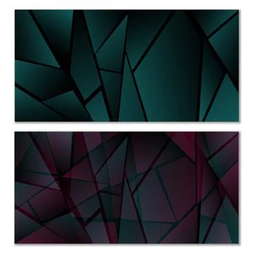Abstract polygonal pattern. Set of two dark gradient polygonal backgrounds Stock Illustration
