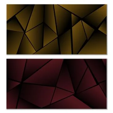 Abstract polygonal pattern. Set of two dark gradient polygonal backgrounds 스톡 일러스트