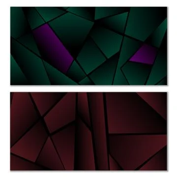 Abstract polygonal pattern. Set of two dark gradient polygonal backgrounds... Illustrazione stock
