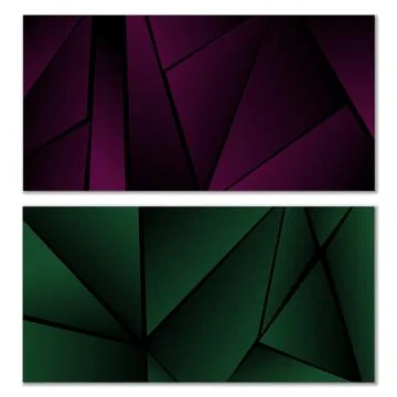 Abstract polygonal pattern. Set of two dark gradient polygonal backgrounds Stock Illustration