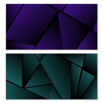 Abstract polygonal pattern. Set of two dark gradient polygonal backgrounds 스톡 일러스트