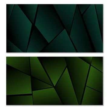 Abstract polygonal pattern. Set of two dark gradient polygonal backgrounds 스톡 일러스트