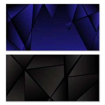 Abstract polygonal pattern. Set of two dark gradient polygonal backgrounds Stock Illustration