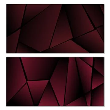 Abstract polygonal pattern. Set of two dark gradient polygonal backgrounds Stock Illustration