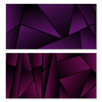 Abstract polygonal pattern. Set of two dark gradient polygonal backgrounds Stock Illustration