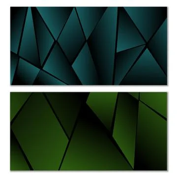 Abstract polygonal pattern. Set of two dark gradient polygonal backgrounds Stock Illustration