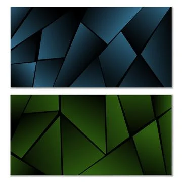 Abstract polygonal pattern. Set of two dark gradient polygonal backgrounds 스톡 일러스트