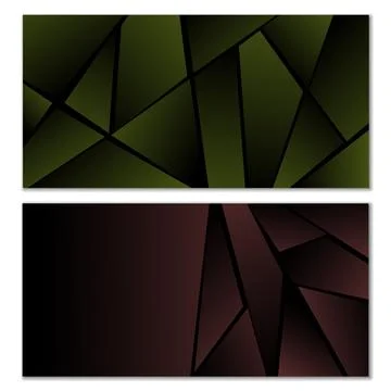 Abstract polygonal pattern. Set of two dark gradient polygonal backgrounds 스톡 일러스트
