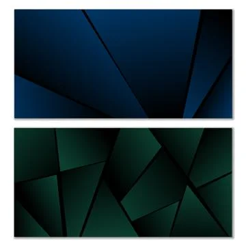 Abstract polygonal pattern. Set of two dark gradient polygonal backgrounds Stock Illustration