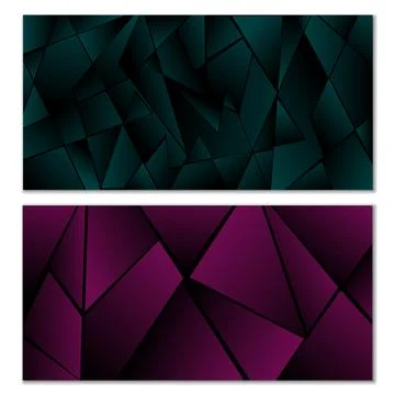 Abstract polygonal pattern. Set of two dark gradient polygonal backgrounds Illustrazione stock