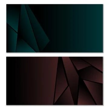 Abstract polygonal pattern. Set of two dark gradient polygonal backgrounds... Illustrazione stock