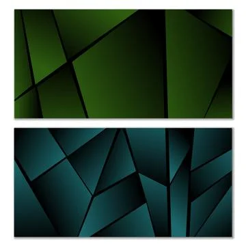 Abstract polygonal pattern. Set of two dark gradient polygonal backgrounds 库存插图