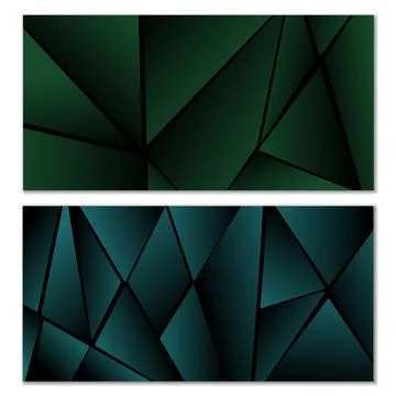 Abstract polygonal pattern. Set of two dark gradient polygonal backgrounds Stock Illustration