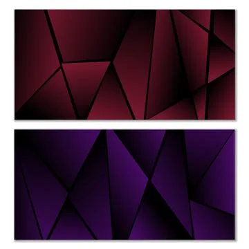 Abstract polygonal pattern. Set of two dark gradient polygonal backgrounds... イラスト素材