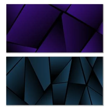Abstract polygonal pattern. Set of two dark gradient polygonal backgrounds... Ilustração Stock