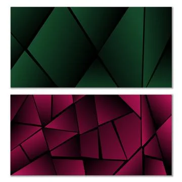 Abstract polygonal pattern. Set of two dark gradient polygonal backgrounds 库存插图