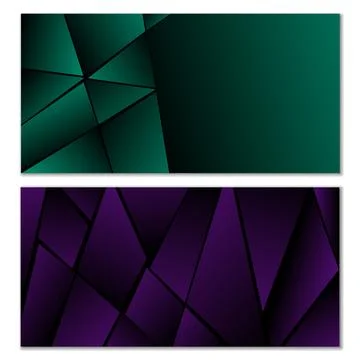 Abstract polygonal pattern. Set of two dark gradient polygonal backgrounds 库存插图