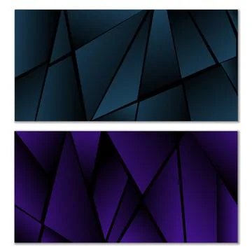 Abstract polygonal pattern. Set of two dark gradient polygonal backgrounds... 스톡 일러스트