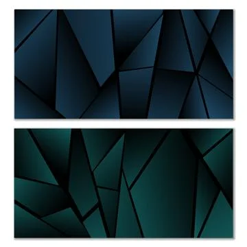 Abstract polygonal pattern. Set of two dark gradient polygonal backgrounds... 스톡 일러스트
