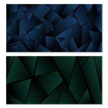 Abstract polygonal pattern. Set of two dark gradient polygonal backgrounds... 库存插图