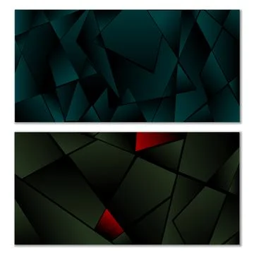 Abstract polygonal pattern. Set of two dark gradient polygonal backgrounds... Illustrazione stock