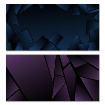 Abstract polygonal pattern. Set of two dark gradient polygonal backgrounds Stock Illustration