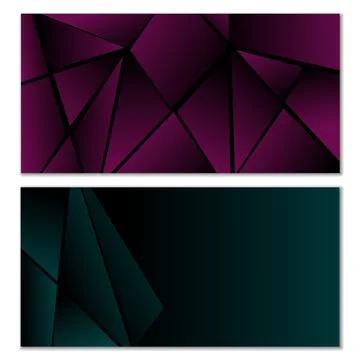 Abstract polygonal pattern. Set of two dark gradient polygonal backgrounds... Illustrazione stock