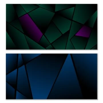 Abstract polygonal pattern. Set of two dark gradient polygonal backgrounds... Stockillustratie