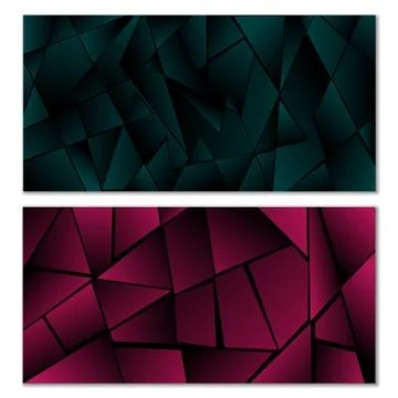 Abstract polygonal pattern. Set of two dark gradient polygonal backgrounds... Stock Illustration