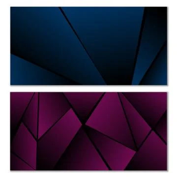 Abstract polygonal pattern. Set of two dark gradient polygonal backgrounds... Stock Illustration