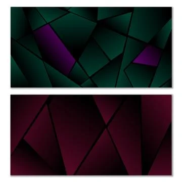 Abstract polygonal pattern. Set of two dark gradient polygonal backgrounds... Stock Illustration