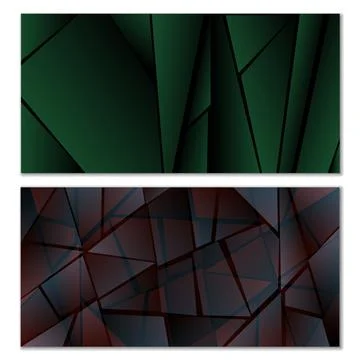 Abstract polygonal pattern. Set of two dark gradient polygonal backgrounds... Stock Illustration